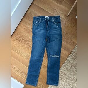 PAIGE Sarah Slim Straight Classic Blue Denim Jeans